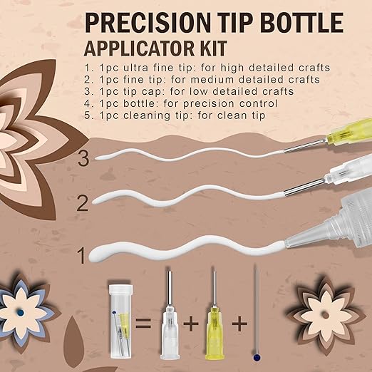 OBSEDE Clear Craft Glue for Crafts, Bundle with 50ml Precision Bottle, 2 Metal Needle Tips, Applicator Cap, and Cleaning Pin (6 Items) - Dries Clear for Paper Crafting Scrapbooking and Card Making