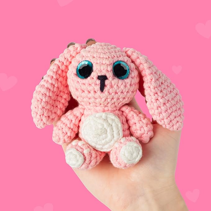 Cookie Box Crochet Kit for Beginners – Gift Set to Make Bunny Lola Amigurumi Plushie – Easy DIY Crochet & Knitting Starter Kit with Video and PDF Tutorials
