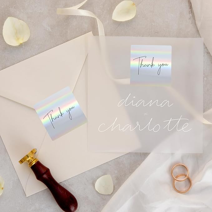 Square Thermal Labels Stickers 3" x 3", Holographic Square Thermal Stickers Labels, Glitter Self-Adhesive Direct Thermals Label for Small Business- Holographic Silver