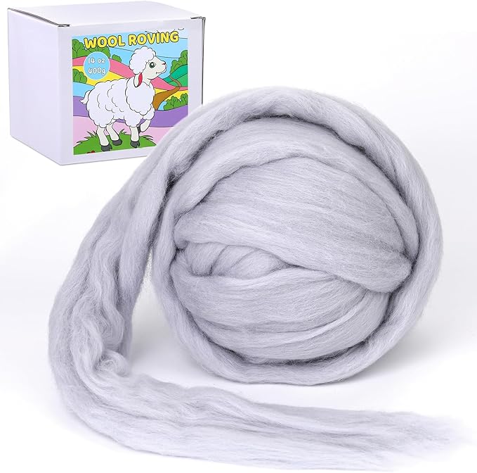 QMNNMA Wool Roving Yarn, Super Wool Chunky Yarn, 14.1oz Wool Felting Supplies