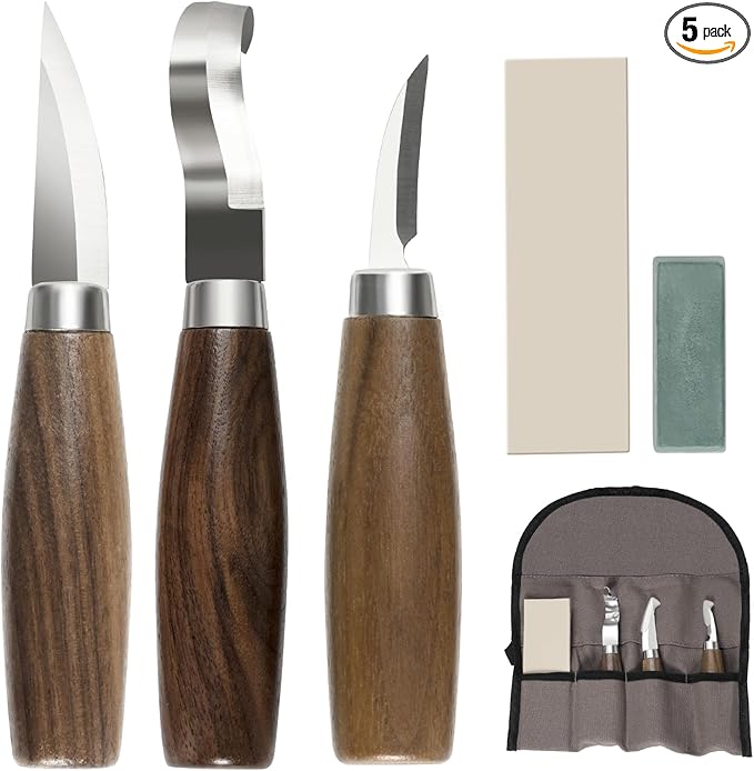 Wood Carving Tools Set - Wood Carving Knife Kit for Beginners, Adults, and Kids, Includes 3 Whittling Knives for DIY Woodworking and Carving Enthusiasts