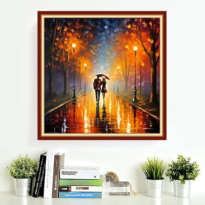 DMCVIVR Stamped Cross Stitch Kits for Adults Beginners Embroidery Kits 11CT Needlepoint Kits Cross Stitch Patterns Embroidery Patterns-Romantic Couple Strolling 18x18 inch