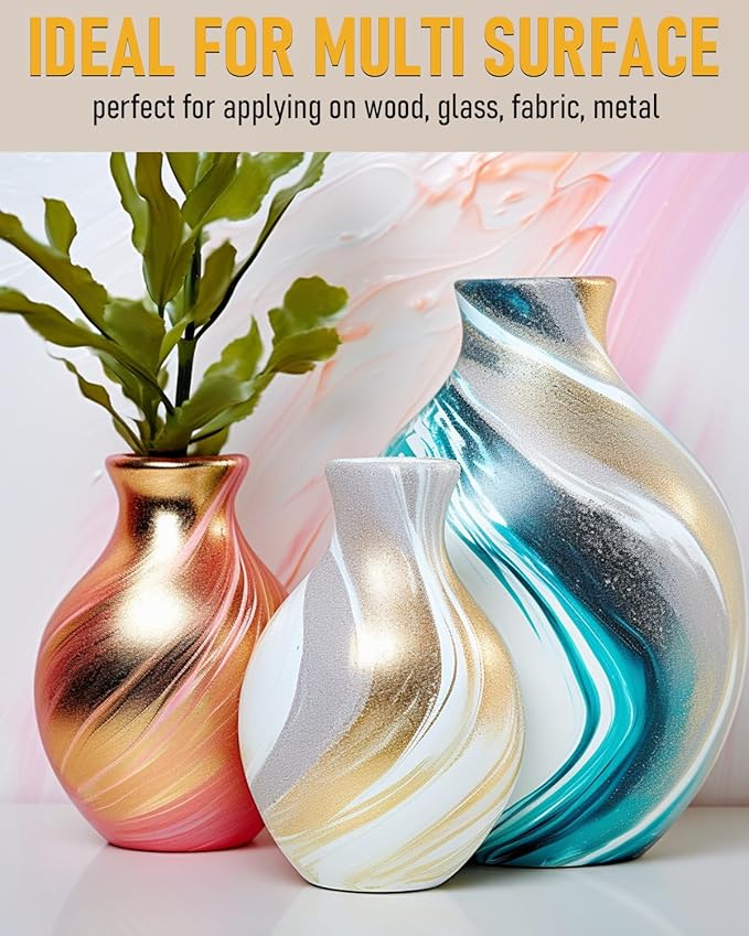 Nicpro Metallic Acrylic Paint Set (16.9 oz, 500 ml), 14 Colors Large Acrylic Paint Bulk, Non Toxic Art Painting Supplies for Multi Surface Canvas Rock Wood Leather Stone Metal Craft with Color Wheel