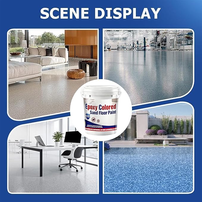 Epoxy Colored Sand Floor Paint, Epoxy Floor Paint for Concrete, High Gloss Marble Effect Coating, Waterproof Non-Slip Concrete Paints, Suitable for Indoor/Outdoor Use (Millet Yellow,320 oz/10 kg)
