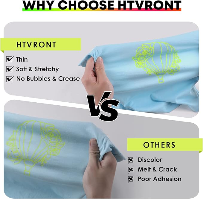 HTVRONT HTV Heat Transfer Vinyl - 12" x 8ft Neon Orange HTV Vinyl for Shirts, Iron on Vinyl for All Cutting Machine - Easy to Cut & Weed for Heat Transfer Design (Neon Orange)