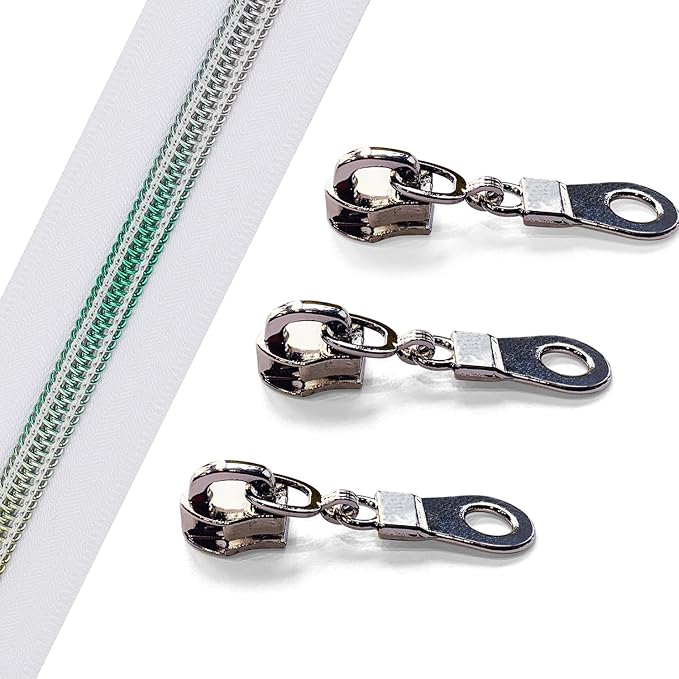 Sawoake 10 Yards Bulk Zipper(#5), White Nylon Coil Zipper with Colorful Teeth by The Yards, Replacement Sewing Zipper with 10PCS Zipper Sliders for DIY Sewing Craft Bags(#5 Colorful White)