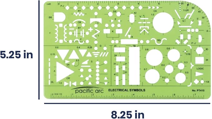 Pacific Arc Template: Electrical Symbols, 135 Openings 5.25" x 8.25"