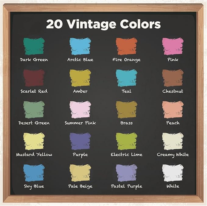 Extra Fine Tip Liquid Chalk Markers for Chalkboard (1mm, 20 Vintage Colors) - Dry Erase Marker Pens for Blackboard, Windows, Signs, Bistro - Thin Point, Erasable, Pastel Chalkboard Markers Pen