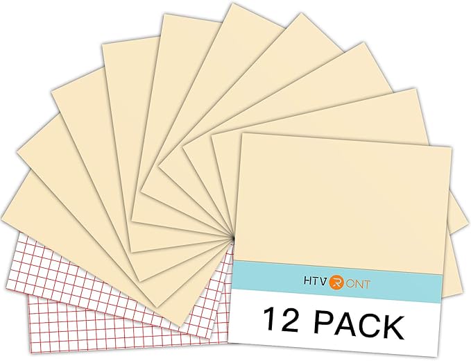 HTVRONT Beige Permanent Vinyl - 10 Sheets 12" x 12"& 2 Transfer Tape Sheets for Cutting Machine - Glossy