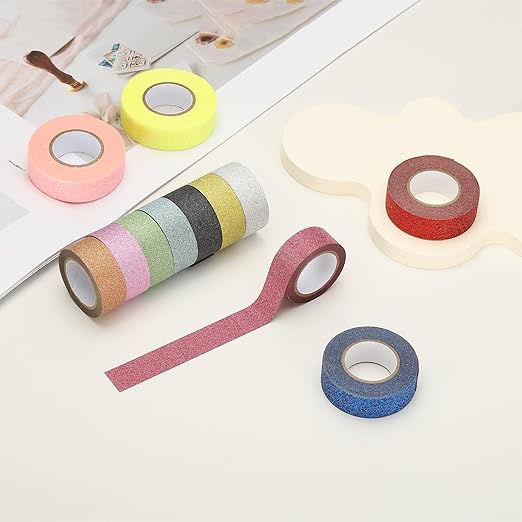 PATIKIL 1 Roll Glitter Paper Washi Tape, Washi Decorative Tape for Crafts, Purple