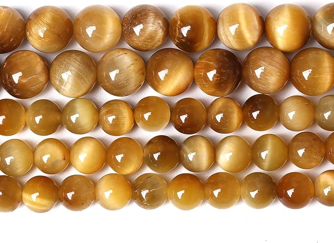 6mm 60pcs Natural Gemstone Gold Tiger Eye Beads Round Spacer Loose Beads for Jewelry Making DIY Bracelet Necklace 15" Inch
