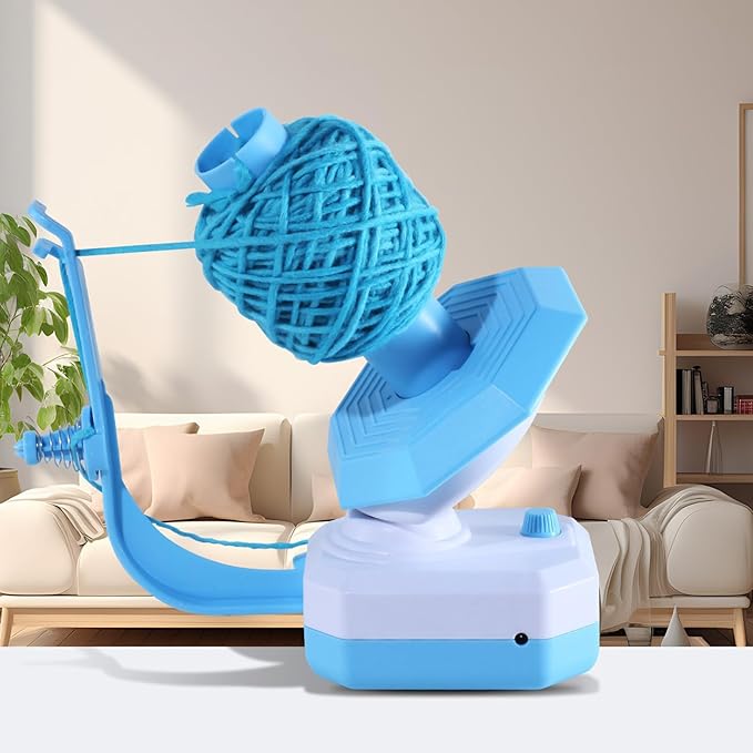 Zjyufy Yarn Winder Electric Yarn Ball Winder for Crocheting, 10oz Large Automatic Yarn Spinner Yarn Cake Winder with Stepless Speed Strong Tension, Blue