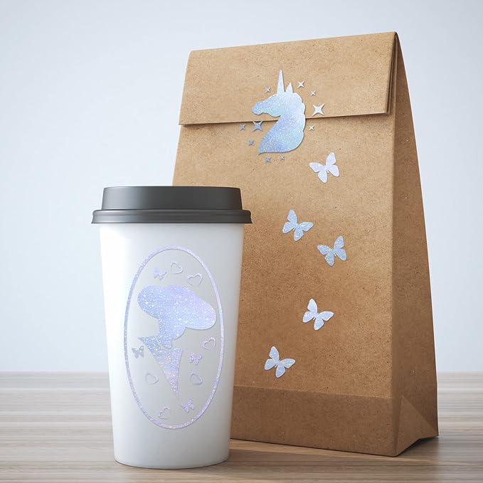 Outus 24 Sheets Holographic Sticker Paper Holographic Laminate Sheets Transparent Overlay Lamination Sticker Self Adhesive Vinyl Film A4 Size, 8.25 x 11.7 Inches(Star Style)