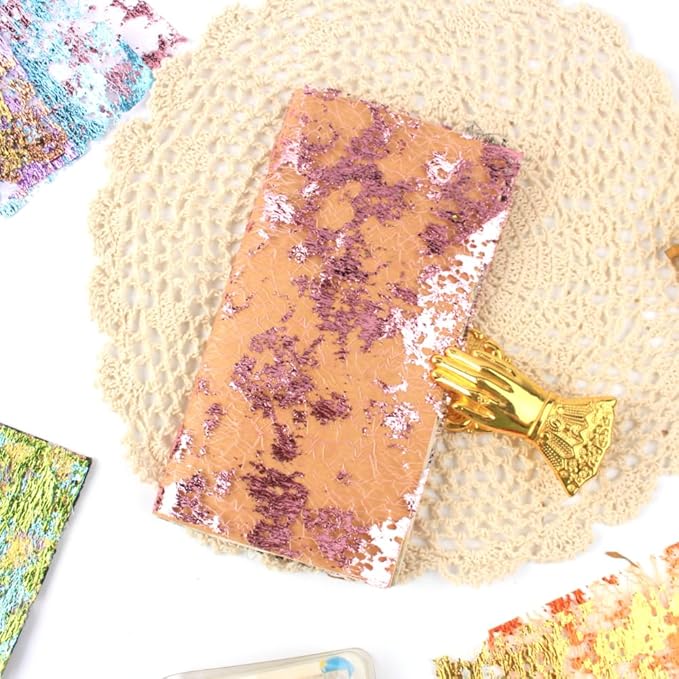 A4 Size Colorful Foil Textured Fabric Art Paper Scrapbooking Decorative, 10 Sheets Sparkle Metallic Lace Mesh for Crafts, Junk Journaling Supplies, Card Making, Collage