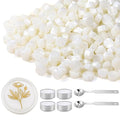 Yoption 360Pcs Peal White Sealing Wax Beads with 2 Spoons and 4 Tea Candles for Wax Seal Stamps, Cards, Wedding Invitations, Wine Packaging, Gift Wrap, Envelopes