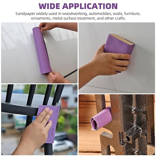 Sandpaper 120 Grit 20 PCS, Wet Dry Sanding Sheets 9 x 11 Inch, Purple Alumina Abrasive Sand Paper for Wood, Metal, Drywall, Resin, Automotive Sanding, Polishing, Grinding, by POLIWELL