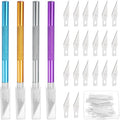 MECCANIXITY 4 Pcs Exacto Knife, Craft Hobby Knife with 40 Exacto Blades(#11) Profession Craft Knives for Crafting, Modeling, Scrapbooking (Purple, Gold, Blue, Silvery)