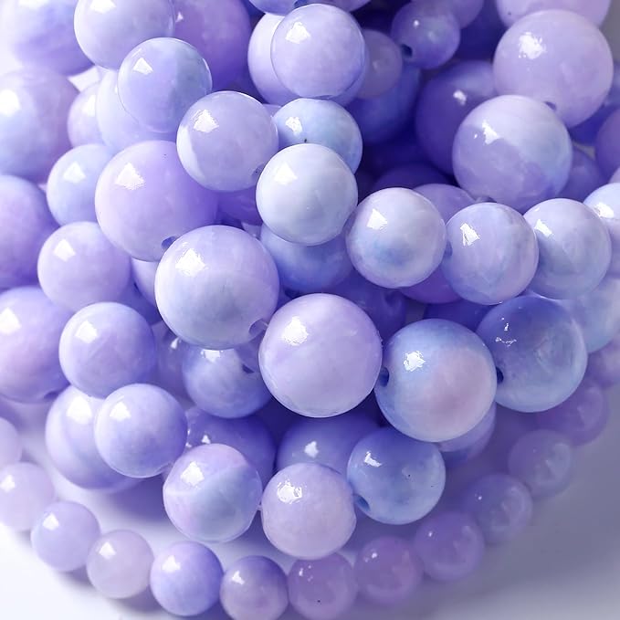Galaxy Starry Purple Persian Jade Stone Beads Gem Round Loose Beads for Jewelry Making DIY Bracelet 90pcs 8mm 2 Strands 32"