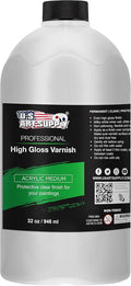 U.S. Art Supply 32 oz High Gloss Varnish for Acrylic Paintings - Clear Protective Finish with UV Protection