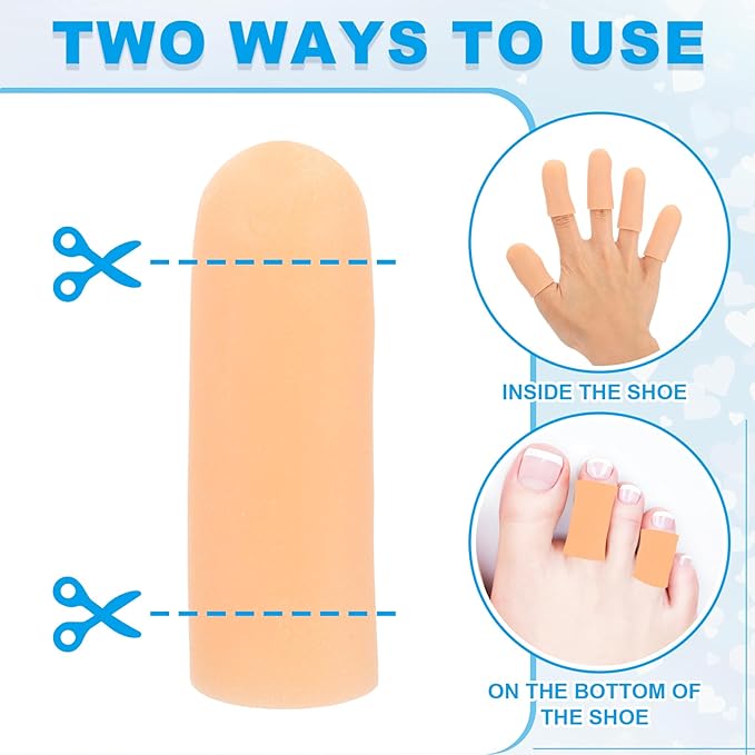 PATIKIL Gel Finger Cots 2"x0.67", 20 Pcs Silicone Finger Protector Support Finger Sleeve Cushions Thumb Protector Cover Fingertip Caps Gloves for Finger Cracking, Beige
