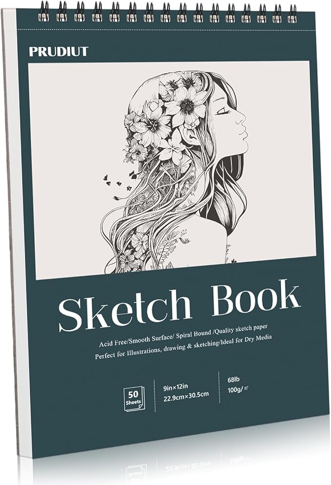 Sketch Book 9×12 inch, Spiral Bound Sketch Pad 50 Sheets (68lb/100gsm), Acid-Free Sketchbook for Drawing Painting Sketching, Art Paper Drawing Supplies for Teens Adults Artists Gifts
