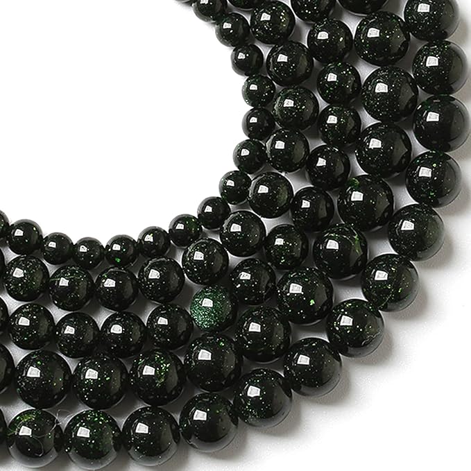 10MM 72pcs Natural Green Sandstone Energy Healing Beads Round Loose Beads for Jewelry Making Bracelet 2 Strands 32"
