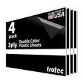 Trotec TroLase | 12"x20"x1/8", 4 Pcs | Black/White/Black | 3 Ply | Modified Acrylic | Laser Engraving Double Color Plastic Sheet | Engraving Blanks for Laser, Saw, Guillotine | Made in USA