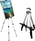 Art Artist Easel Stand for Painting,Portable Adjustable Easels for Painting Canvases Height from 17 to 66 Inch - Carry Bag for Table-Top/Floor Displaying and Wedding Sign,White