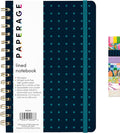 PAPERAGE Lined Spiral Journal Notebook, (Navy/Turquoise Dot), 160 Pages, Hardcover Journal for Women & Men, Medium 5.5 in x 8 in - 100 GSM, Thick Paper, Spiral Notebook for Work, School & Journaling