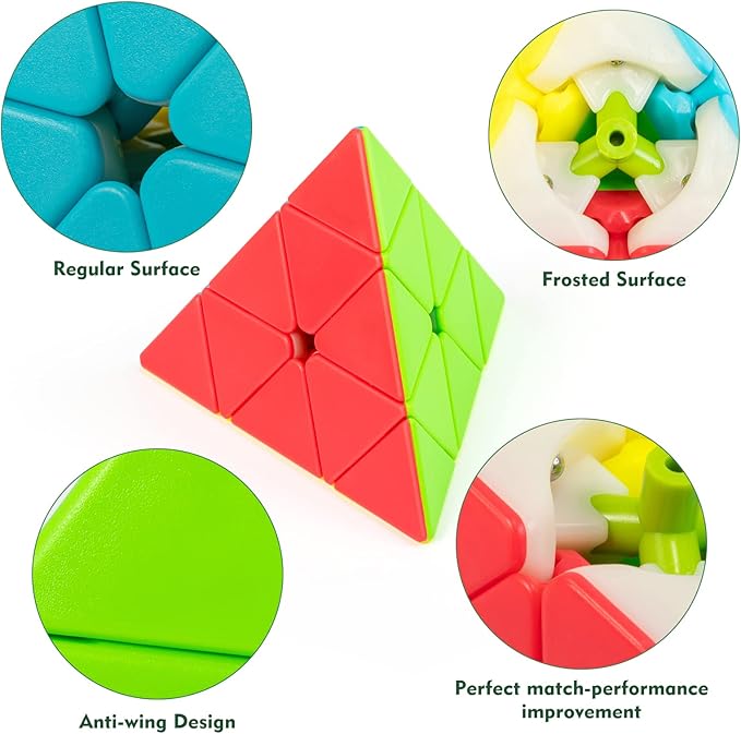 Stickerless Pyraminx Speed Cube – Smooth Turning Magic Pyramid Puzzle for Kids & Adults