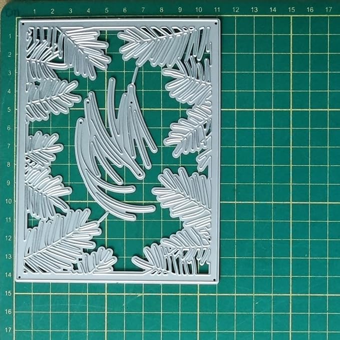 Mvchifay Cutting Dies Happy Birthday Metal Stencils Scrapbooking Tool DIY Emboss Paper Card Making (Coniferous Frame-11x14cm)