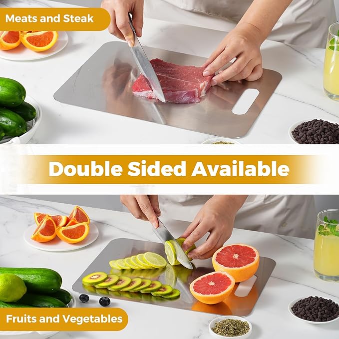 Tavano Titanium Cutting Board,Titanium Cutting Boards for Kitchen,Double-side Available Cutting Board for Vegetables,Meat,Fruits,Easy to Store and Clean(M)