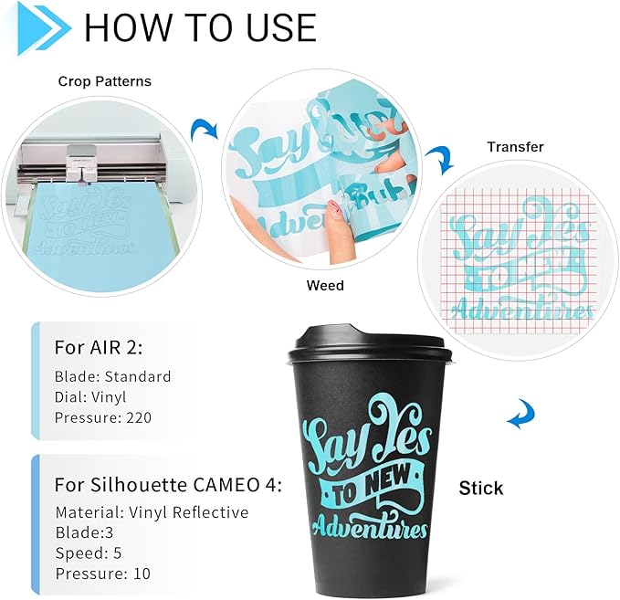 GIRAFVINYL Blue Vinyl, Navy Light Blue Permanent Vinyl - 12”x12” 7 Pack Viyln heets for Decal, Signs, Tumblers, Easy to Cut & Water-Proof