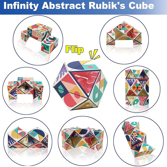 3D Flips Magic Cube Set, 3 Pack Infinity Cube Fidget Toys, Transforms Puzzle Cubes for Stress Anxiety Relief and Kill Time, Nice Gifts for Kids and Adults