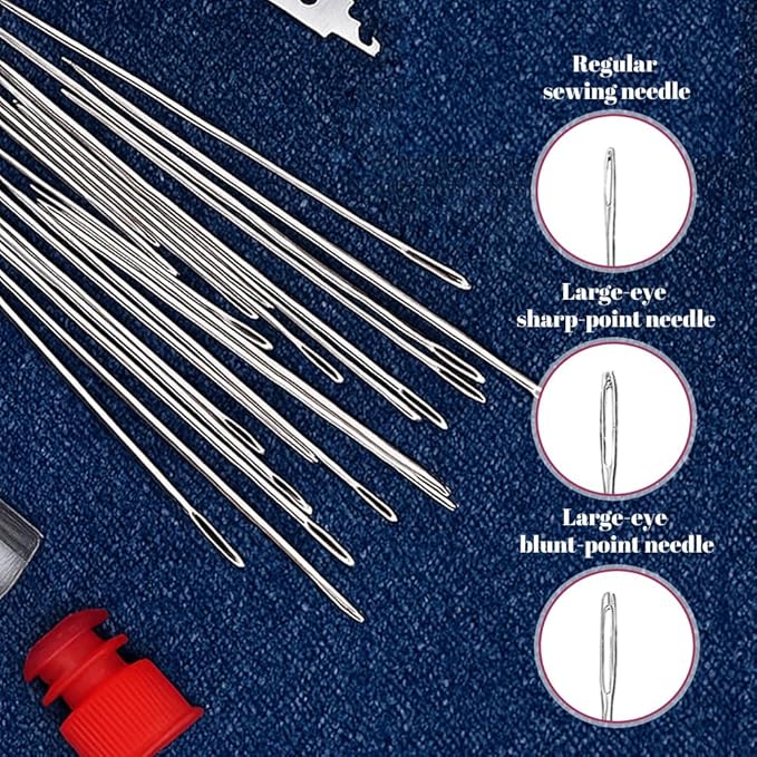 37PCS Sewing Tool Set, 2026 New Big Eye Steel Sewing Needles Kit, Stainless Steel Needles for Hand Sewing Kit, Portable DIY Hand Made Craft Set for Handcraft Lovers (37 Pcs)