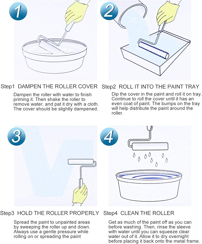 ETERNA Paint Roller Kit, 9 Pieces Paint Supplies for House Painting, with Metal Paint Tray&9 inch+4 inch Paint Rollers&Cover&Frame&Brush, Perfect for Wall Decorating Home DIY Improvement