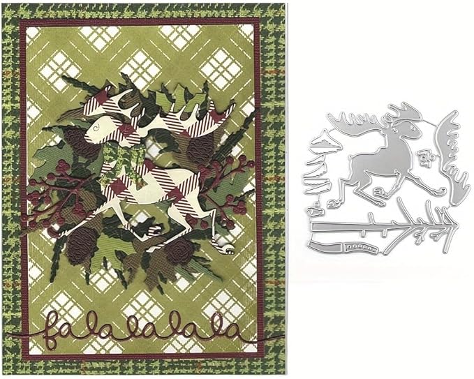 Lapoo Festivals Metal Cutting Die for Scrapbooking - Durable, Cut Stencils for DIY Scrapbook Photo Album Decorative Paper Card, Card Making Supplies, Embossing (Deer and The Tree 4.6 x 4.3 in)
