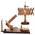 Wooden Handcrafted Heavy Duty Wooden Yarn Ball Winder - Premium Crafted Knitting Crocheting Accessories & Combo Set - Table Top Yarn Swift (Rosewood + Steam Beech Wood)