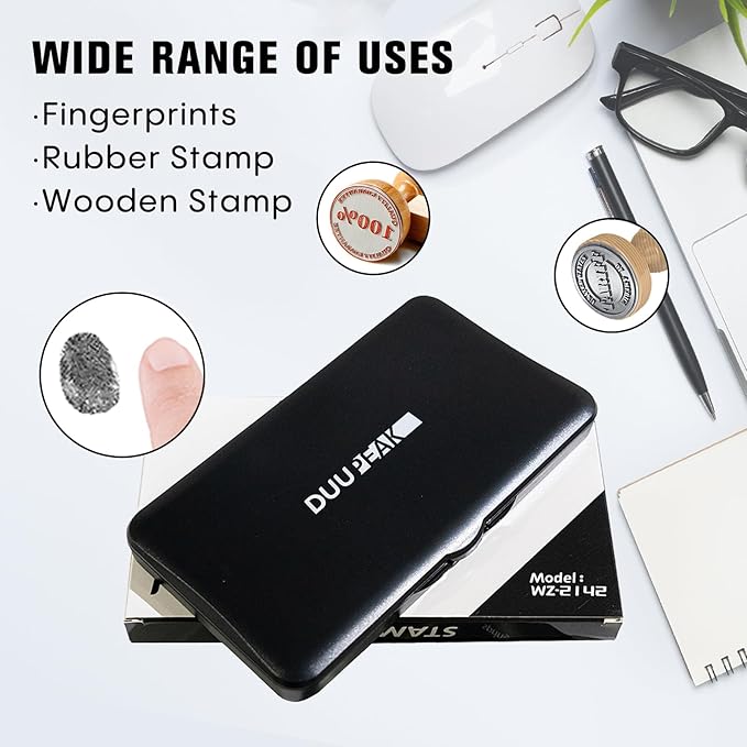 Large Ink Pad for Stamps, 6.14"×3.38" Stamp Pad, Ink Pad for Office, Notarization, and Rubber Stamps (Black