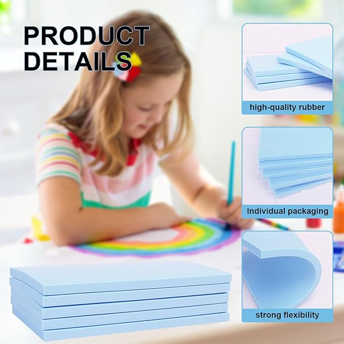 25 Pcs 4"x6" Rubber Carving Blocks, Linoleum Blocks, Stamp Carving Blocks for Printmaking, Linocut Artists, Crafts and More,(Sky Blue) by KUKLIPJIM.