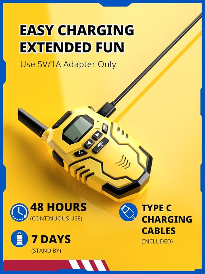 Walkie Talkies for Kids, Long Range 2 Way Radio, Outdoor Hiking Toys for 3-12 Year Old Chirstmas Birthday Gift for Boys, 4 Pack