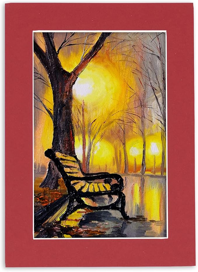 5.5x8.5 Mat for 8.5x11 Frame - Precut Mat Board Acid-Free Deep Red 5.5x8.5 Photo Matte For a 8.5x11 Picture Frame, Premium Matboard for Family Photos, Show Kits, Art, Picture Framing, Pack of 10 Mats