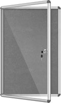 36"x24" Enclosed Bulletin Board, Lockable Weather-Resistant Aluminum Cork Noticeboard for School & Office, Silver Frame w/Grey Flet