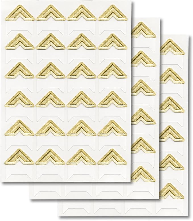 GOONAVI 10 Sheets 240 Pcs Shiny Gold Acid-Free Photo Corners, Self-Adhesive Mounting for Wedding Scrapbook Supplies, DIY Photo Album, Journal, Guest Book, Memory Book