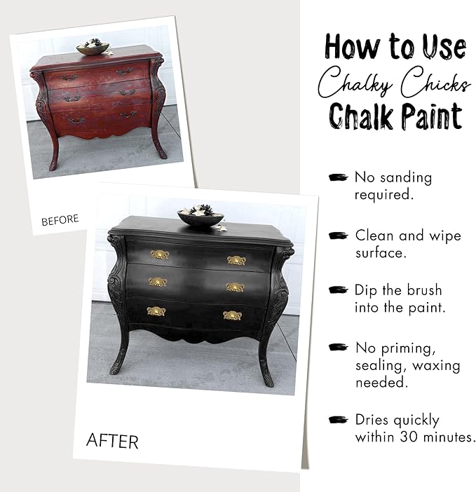 Chalky Chicks All-in-One Chalk Paint for Furniture or Cabinet - 4 Fl Oz - Matte Finish Twilight (Teal Blue) for Metal, Wood Furniture Paint - No Sanding All-in-One for Home Decor & Crafts, USA Made