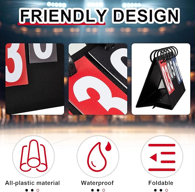 Yeaqee Portable Score Keeper with Storage Bag Flip Basketball Scoreboard Tabletop Scoreboard Flipper for Indoor Outdoor Sports Match P. E Classroom Activities Game