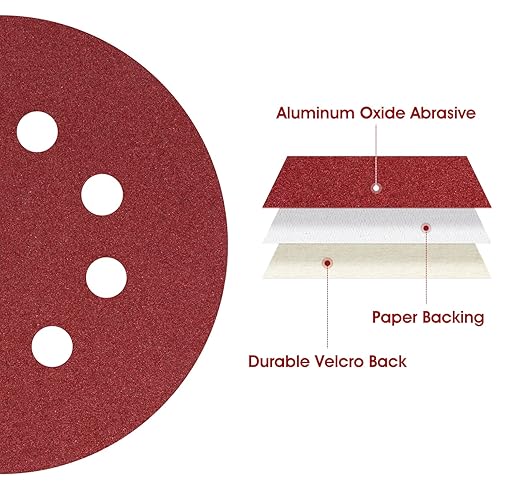 S SATC 150PCS 5 Inch 8 Holes Dustless Hook and Loop Sanding Discs, 240 Grit Sandpaper for Random Orbital Sander