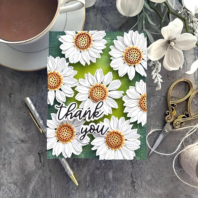 Lapoo Flowers Metal Cutting Die for Scrapbooking - Durable, Cut Stencils for DIY Scrapbook Photo Album Decorative Paper Card, Card Making Supplies, Embossing (Sunflower 3.8 x 2.7 in)