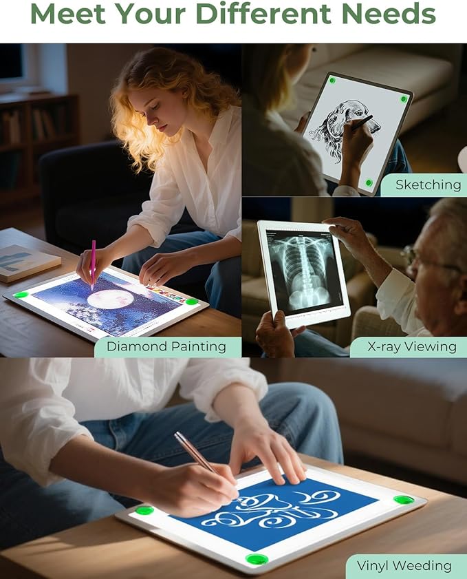 A4 Tracing Light Box for Drawing,Bawaslom Rechargeable Light Pad with Adjustable Stand and Strong Magnets,Ultra-Thin & Bright LED Drawing Board for Vinyl Weeding,Diamond Painting Art,Sketching