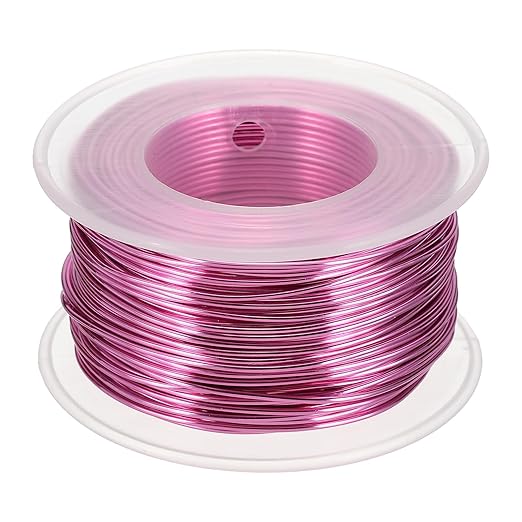 uxcell 18 Gauge / 1mm Anodized Aluminum Wire for Jewelry Craft Making, 102 Feet Bendable Flexible Wire for DIY Home Decor Gardening Sculpture, Dark Pink